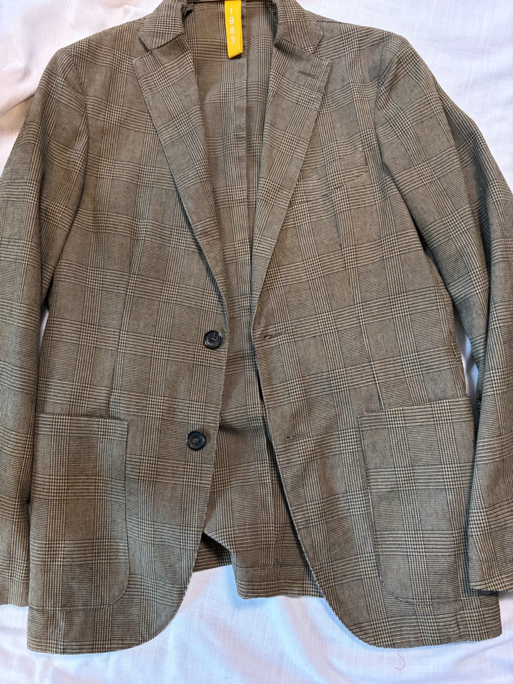 1983 made in Italy Men's Plaid Two-Button Blazer - Brown check